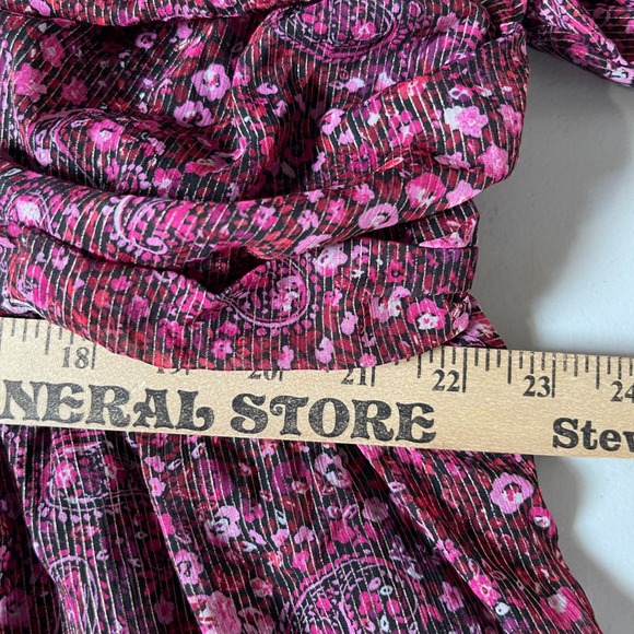 Torrid Women's Peplum Shirred Keyhole Smocked Blouse Sz 3X  Burgundy Paisley - Picture 14 of 16